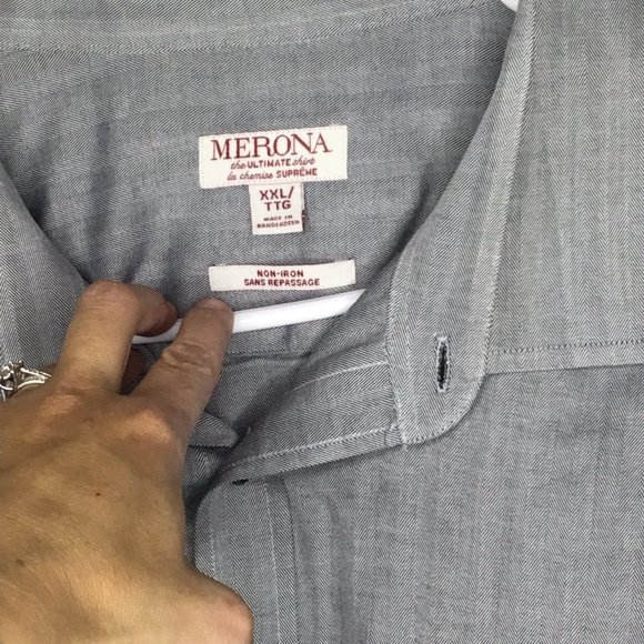 Men's Merona Gray Button Up Shirt XXL - Picture 3 of 5
